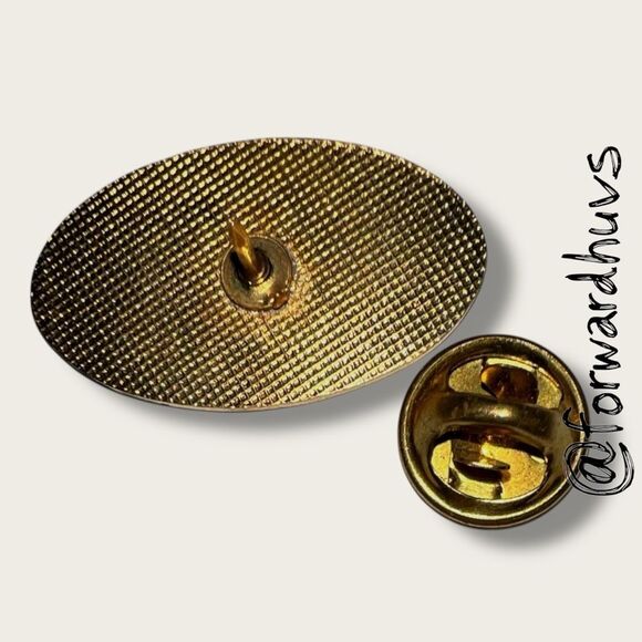 Pair of Oval Capitol Pins – U.S. Flag & Building Design – Gold Tone Backs - Picture 5 of 8